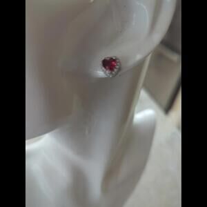 18k white gold plated CZ Diamond Love Heart stud earrings